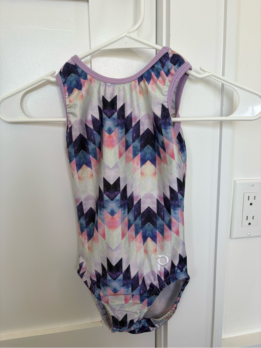 Girls Geometric Print One-Piece Bodysuit - Purple Multicolor